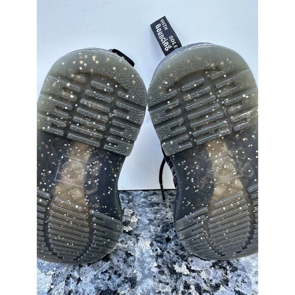 DR. MARTENS 1460T BLACK GLITTER LACE UP ZIP BOOTS KIDS SIZE 8 - Picture 5 of 8